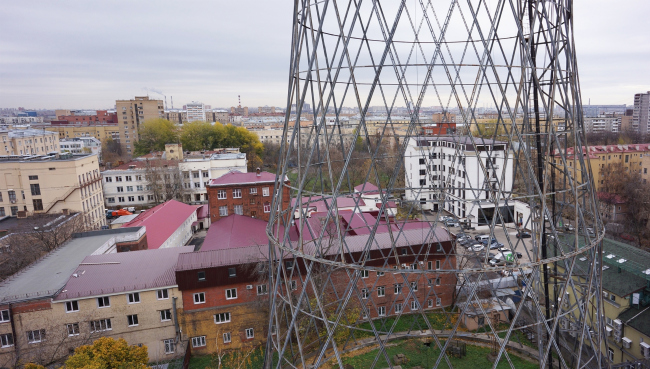 Шаболовская телебашня. Фотография сделана посредством октокоптера. Материалы предоставлены Е. Ножовой Шаболовская телебашня. Фотография сделана посредством октокоптера. Материалы предоставлены Е. Ножовой