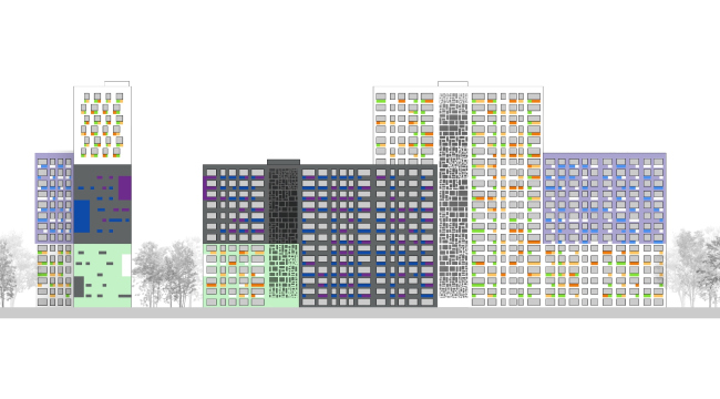 Цветовое решение фасадов. Жилой комплекс на Васильевском острове © «А.Лен»