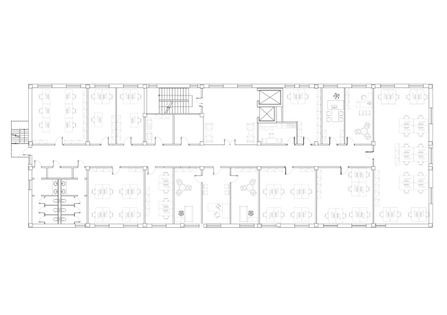 Бизнес-центр «Жайкмунай». План типового этажа. Постройка, 2015 © UNK Project