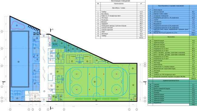 Спортивно-оздоровительный комплекс в Химках. План 1 этажа. Проект, 2016 © Архитектуриум