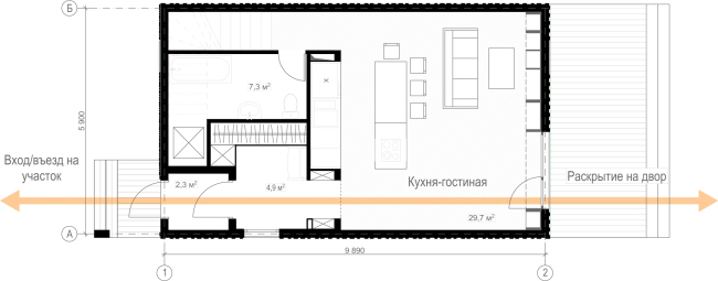 Русский стиль. Студия. План 1 этажа © Ilya Samsonov Architecture & Design Русский стиль. Студия. План 1 этажа © Ilya Samsonov Architecture & Design