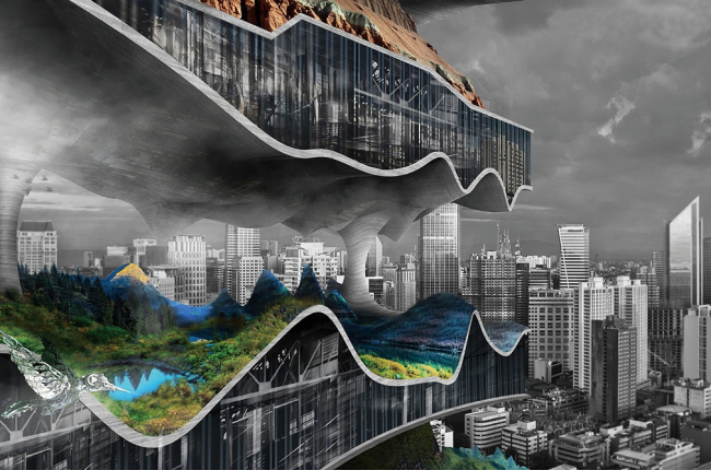 Проект «Вертикальные фабрики для мегаполисов». Авторы: Тяньшу Лю и Линшень Се (США). Изображение © eVolo