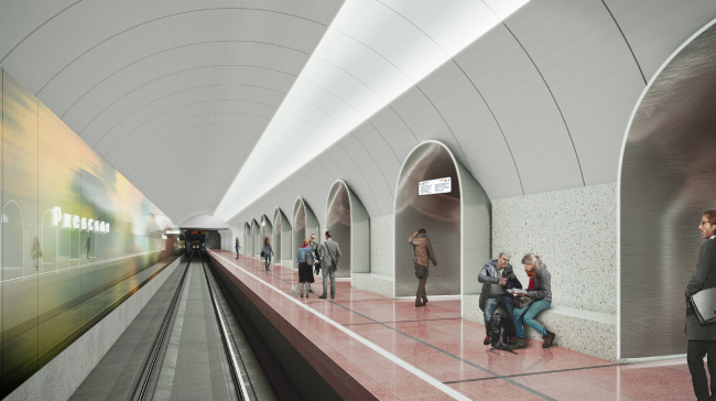 Конкурсный дизайн-проект станции «Ржевская». Blank Architects. Изображение предоставлено Агентством стратегического развития «ЦЕНТР» Конкурсный дизайн-проект станции «Ржевская». Blank Architects. Изображение предоставлено Агентством стратегического развития «ЦЕНТР»