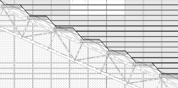 Разрез кровли атриума. Фрагмент. Штаб-квартира Объединенной авиастроительной компании
© ТПО «Резерв» zooming