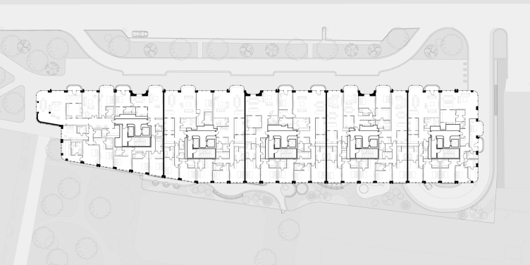 Savvinskaya 27 apartment complex by Level. Plan of the residential floor
Copyright: © ODA, APEX zooming