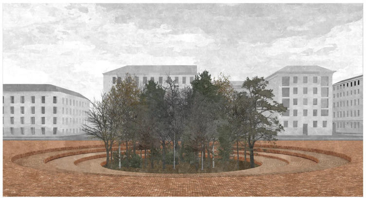 Кирпичное общественное пространство/ 2 место
© «Мемориальный сквер первым строителям Петербурга» 
Ангелина Стукалина и Петер Элверум, Санкт-Петербург zooming