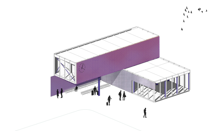Концепт модульной автостанции. Общий вид автостанции
© Архитектурная студия GRAD zooming