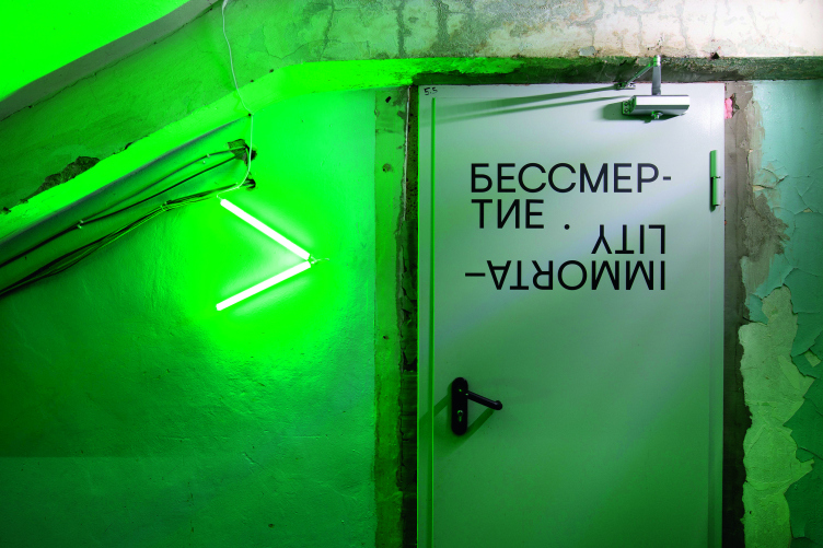 Оформление лестничного пролета Уральского оптико-механического завода. Уральская биеннале
в Екатеринбурге. 2019
Фотография © предоставлена Planet9 zooming