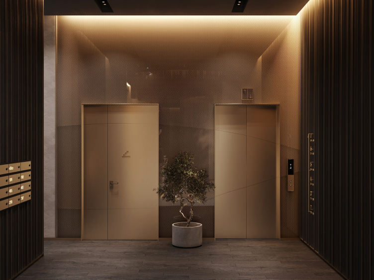 Лобби клубного дома в Хамовниках
Визуализации © София Степанова / IDEOLOGIST zooming