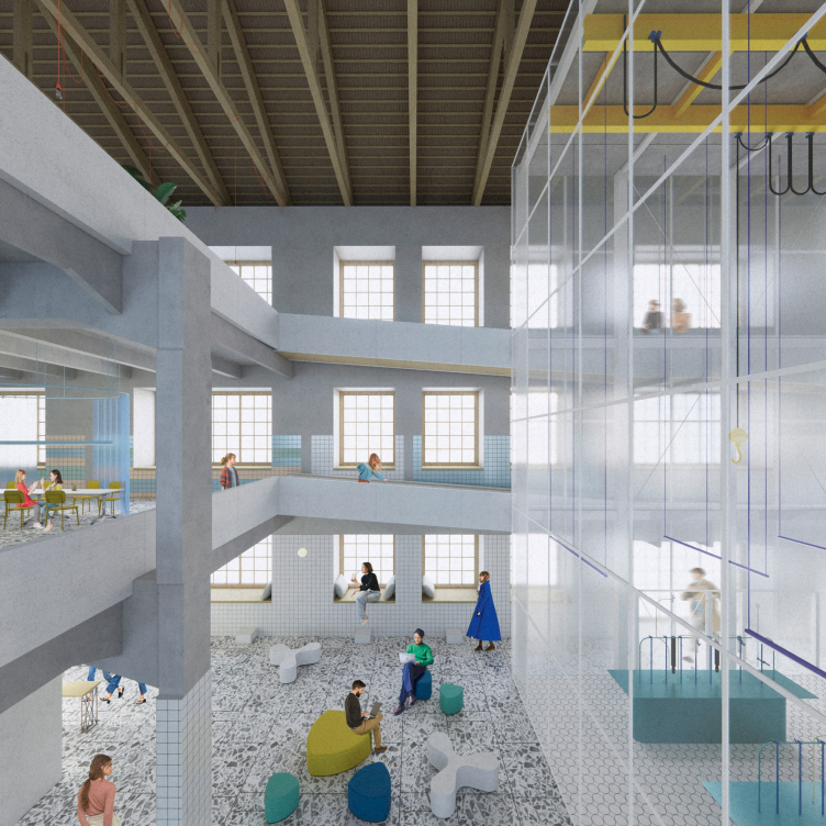 Проект ревалоризации Главного корпуса Ижевского завода. Лаборатории и детский клуб
© ХВОЯ, Хора, Урбанконтекст, Ольга Вад, НИиПИ Спецреставрация zooming