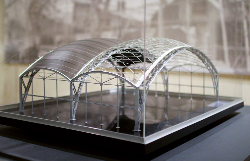 Vladimir Shukhov. Multiradius grid shells in the production facilities of the Vyksa metallurgic plant. 1897. Model by O.Bernov, 1989, Promstalkonstruktsiya research institute, model workshop. State Museum of Architecture. Exhibition