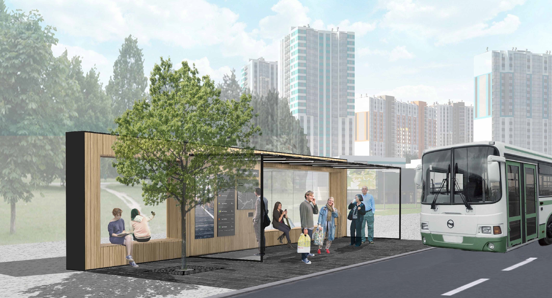 Красноярцам предложили выбрать дизайн автобусных остановок