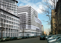 Mixed-use centre with the underground car parking, Lesnaya street, variant 1