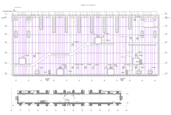 Схема расположения ребристых панелей. Разрез А-А (стена 1). Павильон Атом на ВДНХ © UNK