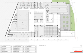 Moscow Gymnasium #1. Plan of the 1st floor at о.000 elevation Copyright: © Sergey Skuratov ARCHITECTS