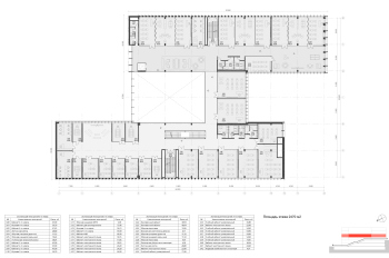 Moscow Gymnasium #1. Layout of the 3rd floor plan at elevation 15.300 Copyright: © Sergey Skuratov ARCHITECTS