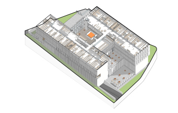 Moscow Gymnasium #1. Axonometry of the 4th floor Copyright: © Sergey Skuratov ARCHITECTS