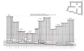 “Details” housing complex. (Stages 2, 3). Cross-section view 13-13 Copyright: © Ostozhenka Architects