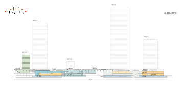 МФК «ЯР ПАРК» 2. Разрез 1-1 © Сергей Скуратов ARCHITECTS