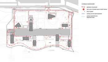 МФК «ЯР ПАРК» 2. Схема движения спец техники © Сергей Скуратов ARCHITECTS