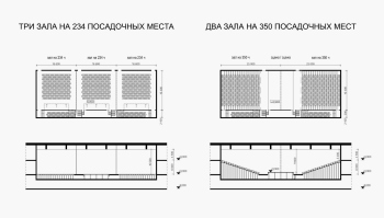 МФК «ЯР ПАРК» 1. Схема трансформации зала конгресс-центра © Сергей Скуратов ARCHITECTS