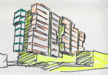 Эскиз Валерия Каняшина. Жилой комплекс «Панорама» © АБ Остоженка