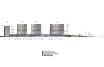 Схема западных фасадов. «Дом Спорта», Дружинниковская, 18; проект 2025 © Сергей Скуратов architects / Capital Group