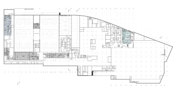 План на отм. -3,300. Многофункциональный спортивно-развлекательный комплекс с ледовым комплексом, гостиницей и ФОК на Дружинниковской улице, второй вариант 2025 года © Сергей Скуратов Architects