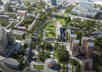 Многофункциональный спортивно-развлекательный комплекс с ледовым комплексом, гостиницей и ФОК на Дружинниковской улице, второй вариант 2025 года © Сергей Скуратов Architects