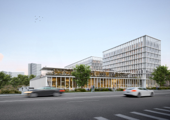 Многофункциональный спортивно-развлекательный комплекс с ледовым комплексом, гостиницей и ФОК на Дружинниковской улице, второй вариант 2025 года © Сергей Скуратов Architects