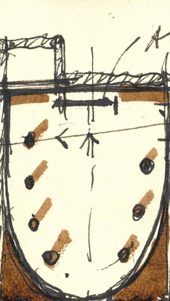 Эскиз экспозиционного дизайна. Выставка «Беатриса Сандомирская, 1894–1974», ГМИИ © Сергей Чобан / ЧАРТ