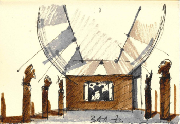 Эскиз экспозиционного дизайна. Выставка «Беатриса Сандомирская, 1894–1974», ГМИИ © Сергей Чобан / ЧАРТ