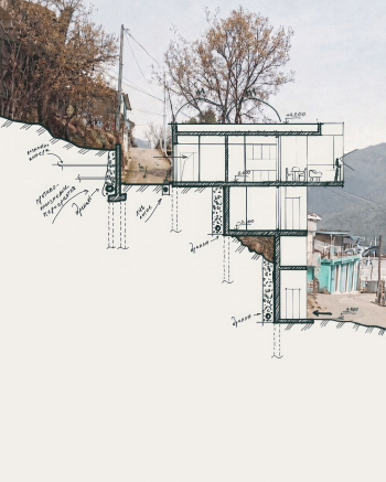 Дом Dhole Villa. Схема разреза © 2026 YÖZH