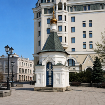 Часовня Рождества Пресвятой Богородицы в Столешниках. 1997. Андрей Оболенский Изображение создано с помощью ИИ на основе реальных материалов
