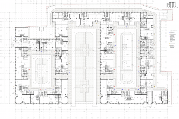 Многоквартирный дом со встроенными помещениями в Басковом переулке. Проект, 2013. План 1 этажа  © Евгений Герасимов и партнеры