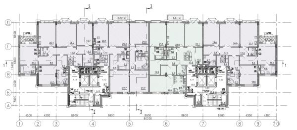 Residence in Vsevolozhsky. Plan of the typical floor  Mezonproject Copyright  Mezonproekt