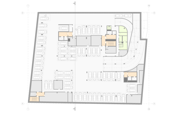 The housing project on the Malaya Ordynka Street. Plan of the -1st floor Copyright  ADM