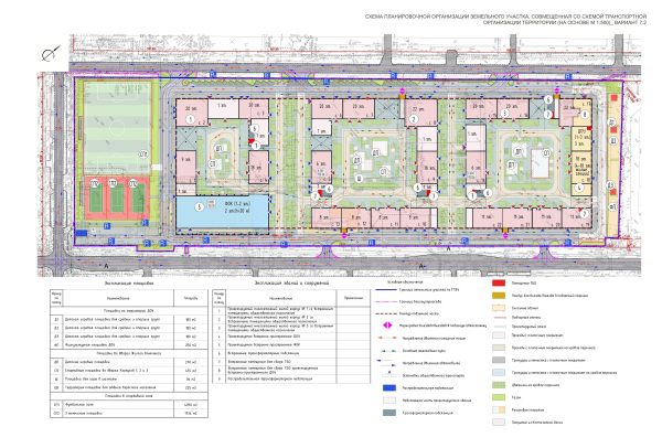 “You and Me” housing complex. The land site organization plan superimposed on the transport diagram of the territory Copyright: © GREN.