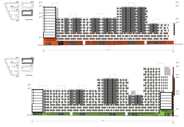 Novokraskovo housing complex. Facades, Buildings 5 and 6  Novokraskovo housing complex Copyright:  Ostozhenka Bureau