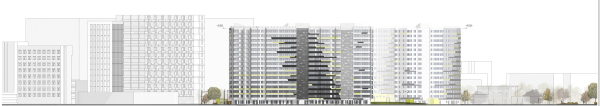 “Dom na Lvovskoi” housing complex. Development drawing from the side of the Lvovskogo Street Copyright:  A-Len