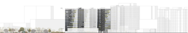 “Dom na Lvovskoi” housing complex. Development drawing from the side of the Marshala Tukhachevskogo Street Copyright:  A-Len