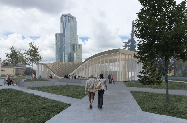 The concept of a farmers′ market on the Izmailovo Square, Moscow Copyright:  MAParchitects