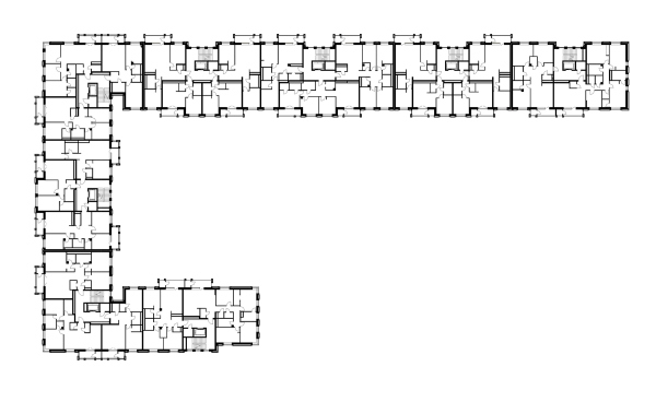 ЖК «Александровский Сад». Корпус 1, план 3 этажа © Т+Т Architects