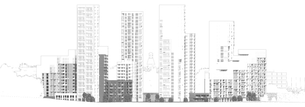 RiverSky housing complex. Development drawing Copyright:  Bureau of Architecture GREN.