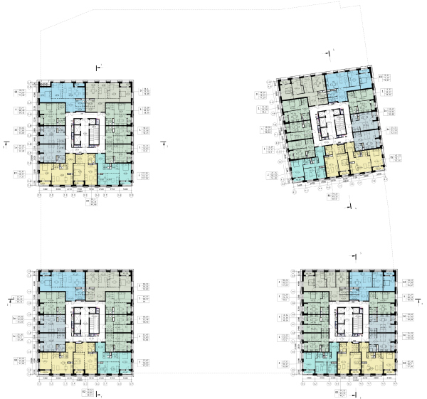 Simplified plan of the 3rd residential floor. 