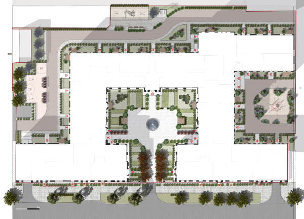“Little France” housing complex. The land site with the landscaping project Copyright:  Liphart Architects
