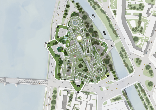 Master plan of the roof. Concept of developing the territory of the Okhta Cape. Copyright:  MVRDV