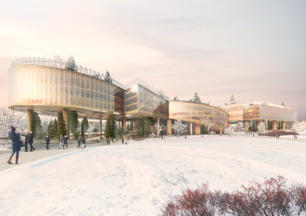 The winter view. Concept of developing the territory of the Okhta Cape. Copyright: © MVRDV