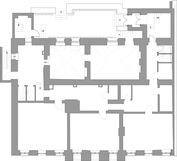 The Sytin House restoration project. Plan of the basement floor Copyright:  Ginzburg Architects