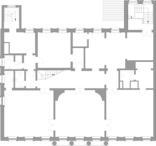 The Sytin House restoration project. Plan of the first floor Copyright:  Ginzburg Architects